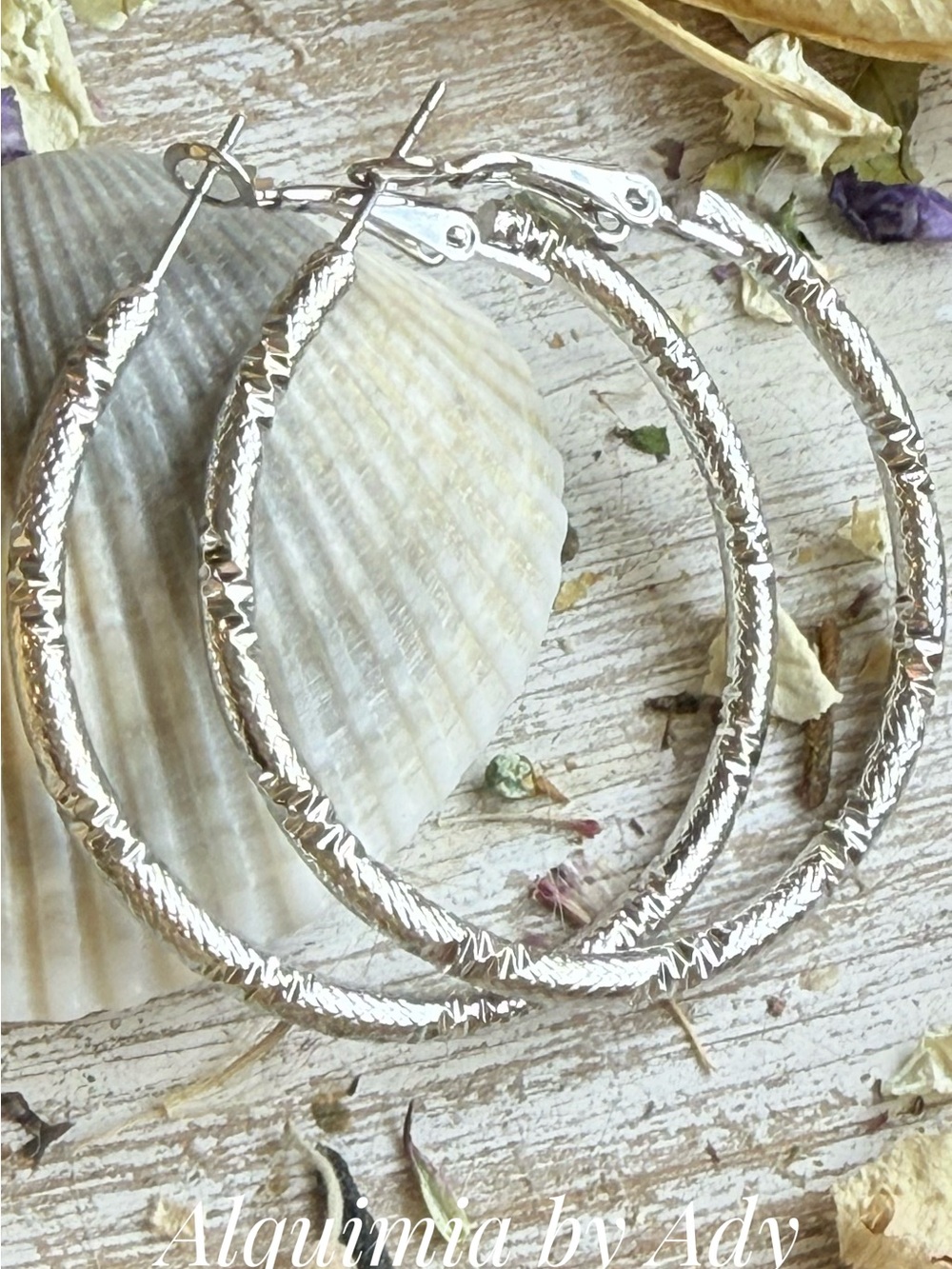 Alquimia Silver Textured Hoop Earrings - Twisted Shine